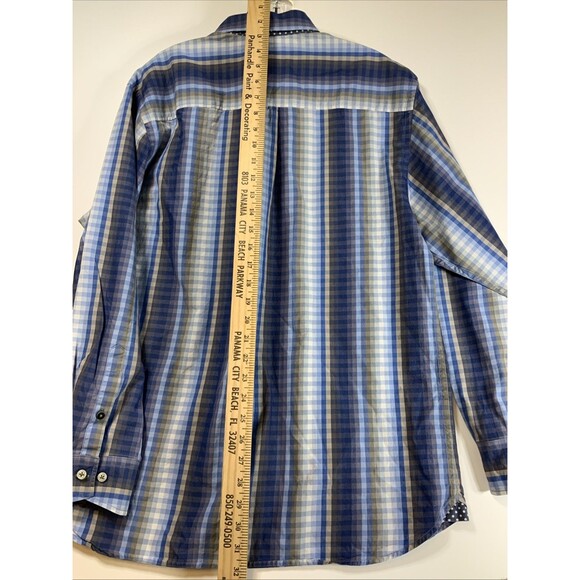 TOMMY BAHAMA Blue Striped Cotton Long Sleeve Sport‎ Button Down Shirt Men's Med - Picture 11 of 11